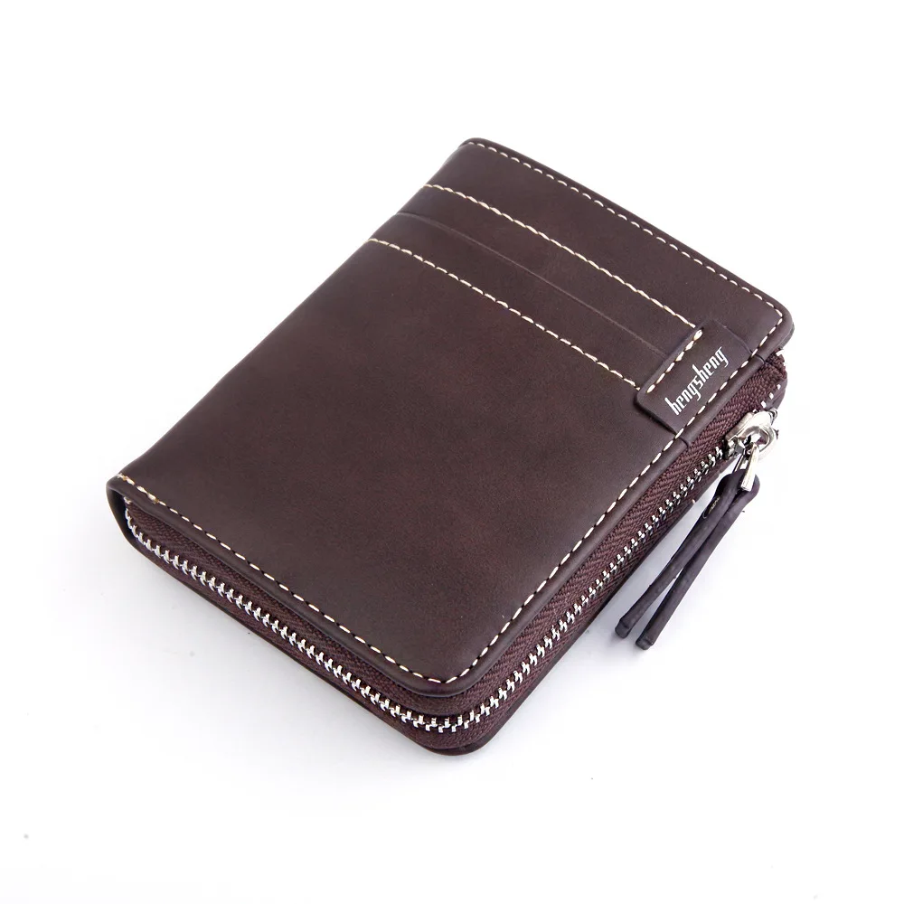 

men's PU leather large capacity muti-function short wallets male vintage business travelling wallet zipper money bag coin purse