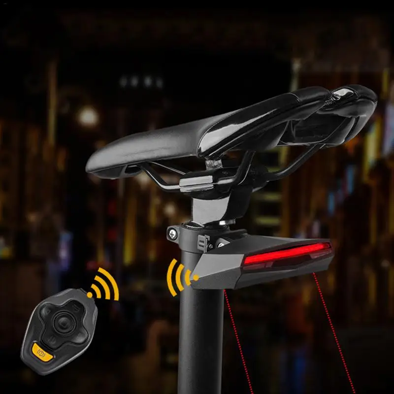 

USB Remote Control Turn Signal Bicycle Light Taillight Laser Warning Light Night Riding Bike Tail Light Lamp
