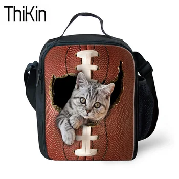 

THIKIN Lunch Bag for Kids Animal Cat Printing Portable Lunchbox Children Thermal Lunchbag Girls Cute Meal Bags Keep Food Fresh