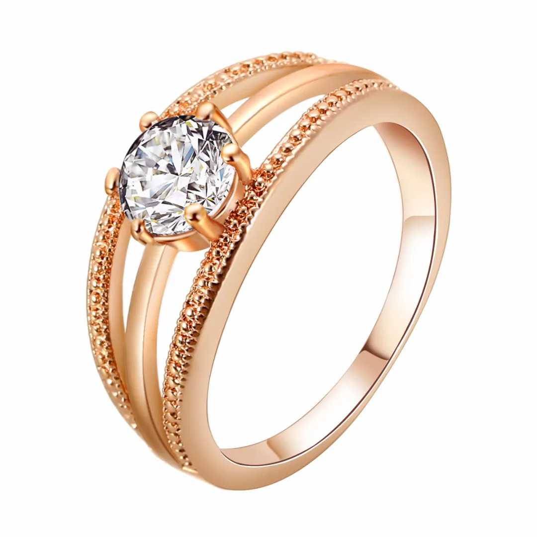 Rose Gold Color Male Rings Shellhard CZ Crystal Cocktail