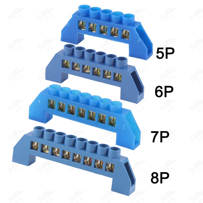 

Free Shipping 2 PCS Blue Bridge Design Zero Line 5 6 7 8 Positions Copper Grounding Strip Terminal Block Connector