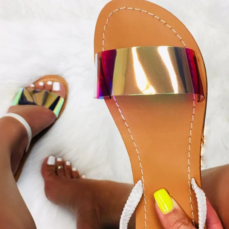 

Women Summer Flat Slippers Bling Soft Casual Slides Fashion Open Toe Female Flip Flops Outdoor Ladies Beach Sandals Plus Size