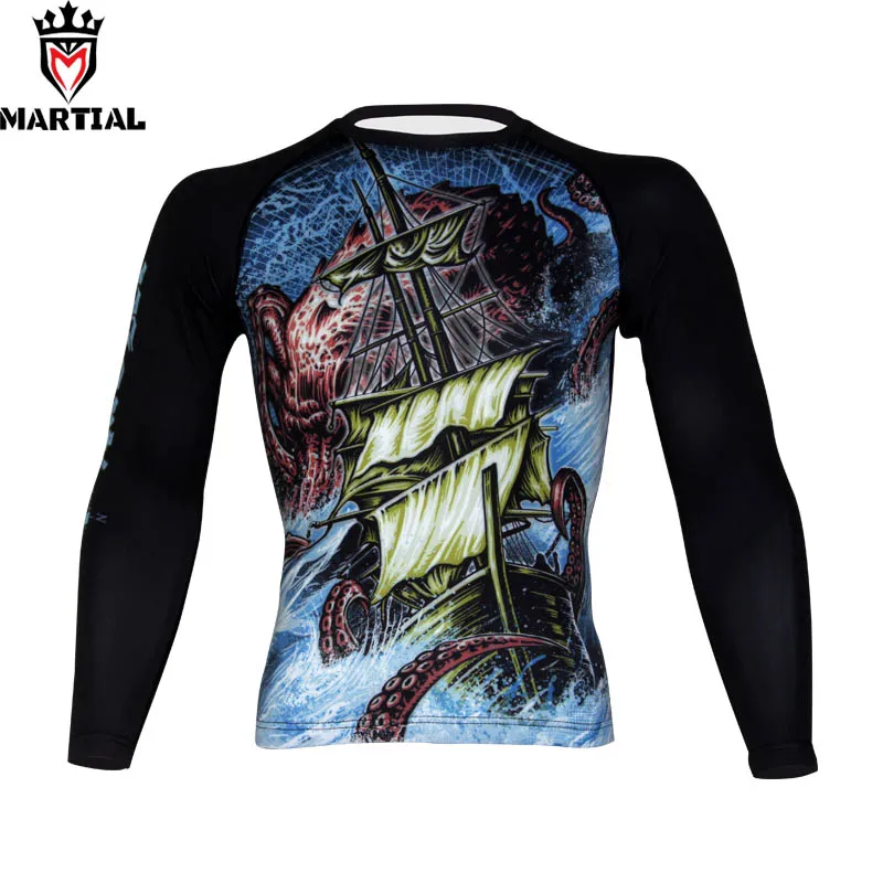 Боевые искусства: Исследование печатных ММА rashguards BJJ Джерси боксерская версия
