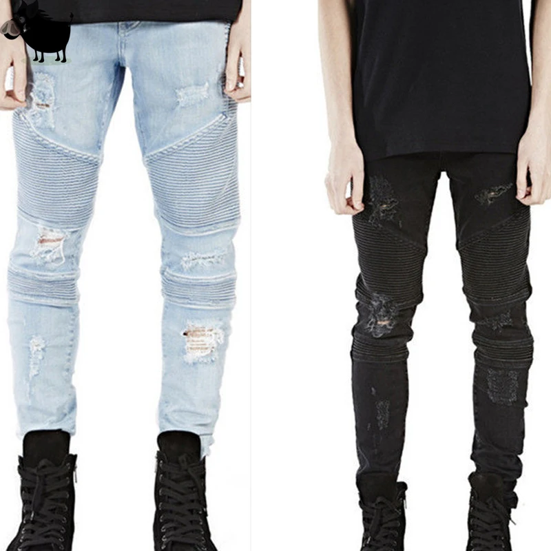 

Man Si Tun 2017 Destroyed Mens Slim Denim Straight Biker Skinny Jeans Men Ripped Jeans Represent Clothing Designer Pants