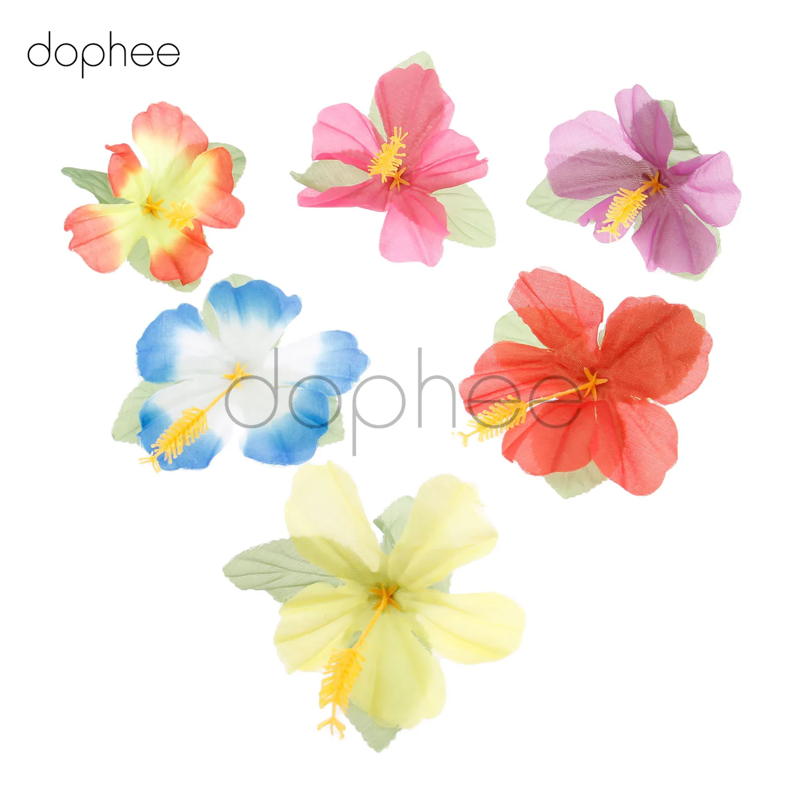 Dophee 72pcs Plastic Polyester Artificial Lifelike Hibiscus Flowers