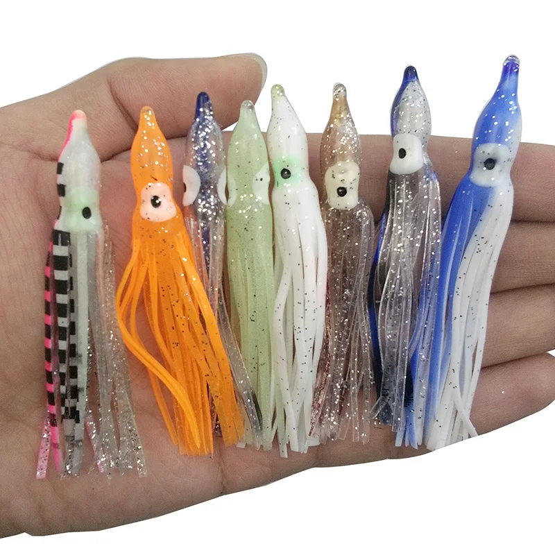 30pcs 7cm 8cm Soft Plastic Octopus Fishing Lures For Jigs Mixed Color