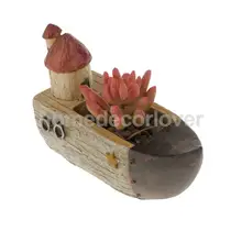 Древесной смолы лодка контейнерный горшок плантатор суккулент травы цветочный горшок