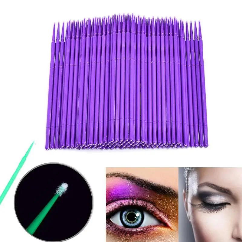

200pcs Portable Disposable Micro Brush Eyelashes Extensions Removal Cotton Swab False Lash Makeup Applicator Stick
