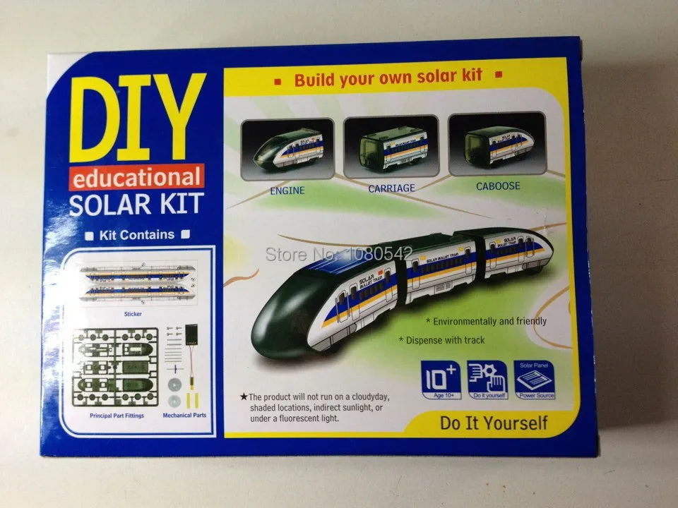 Смешные солнечной пуля игрушечный поезд образования DIY игрушка Солнечный комплект