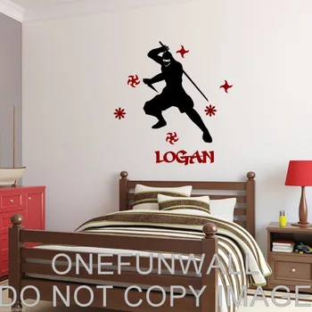 

Personalized Name, Ninja & Throwing Stars Vinyl Wall Decal Sticker Decor