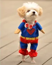 New Cute Pet Canine Cotton Superman Garments Costumes Go well with Pet Jumpsuit Canine Garments Attire Scorching