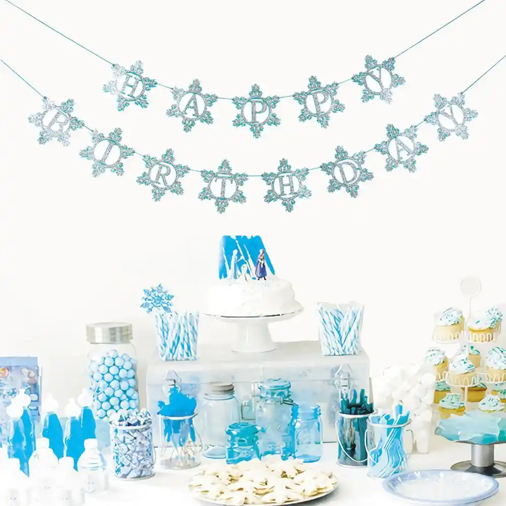 Girl/'s Birthday Party Garland Blue White Christmas Garland Decoration Blue Sparkle Rag Garland Girl/'s Room Decoration