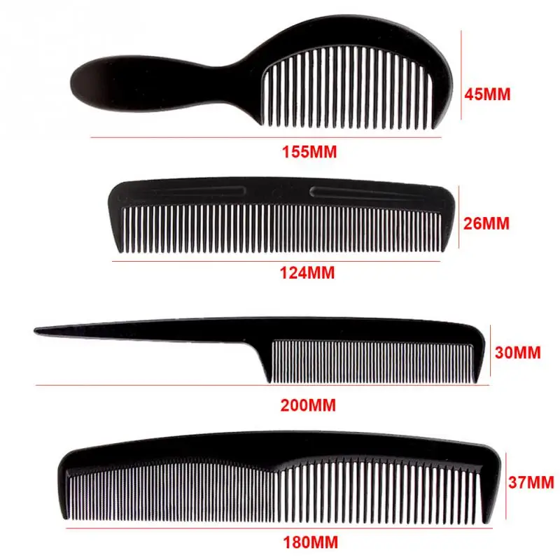 4 шт./компл. парикмахерские приспособления комплект Антистатическая черная расческа для волос пластиковая парикмахерская расческа инструмент для укладки волос