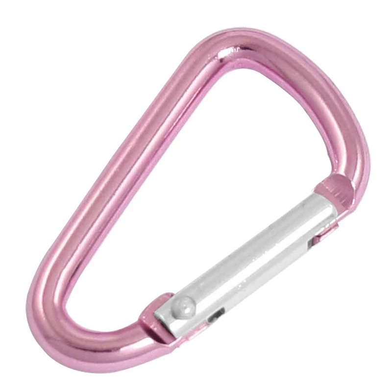 

Pink aluminum alloy D-shape spring-loaded gate closure carabiner