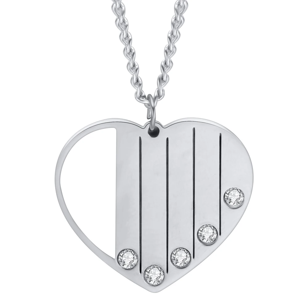 

DIY Engrave Stainless Steel Custom Necklace With Crystals Hollow Heart Pendants Necklaces For Women Fashion Minimalist Jewelry