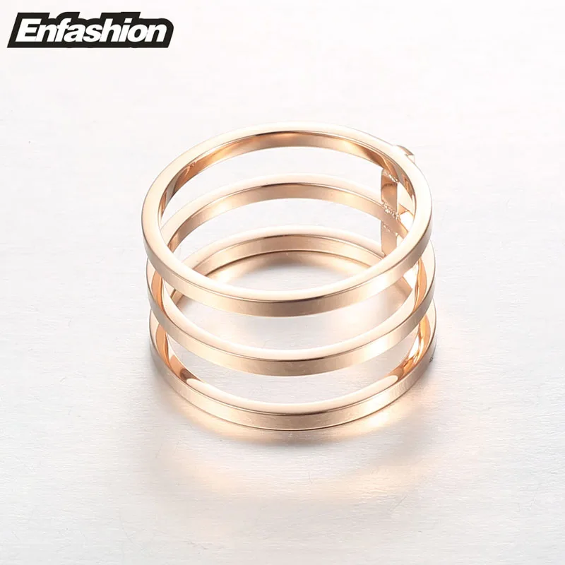 Enfashion 3 ряда многослойные кольца розовое золото цвет миди кольцо из нержавеющей