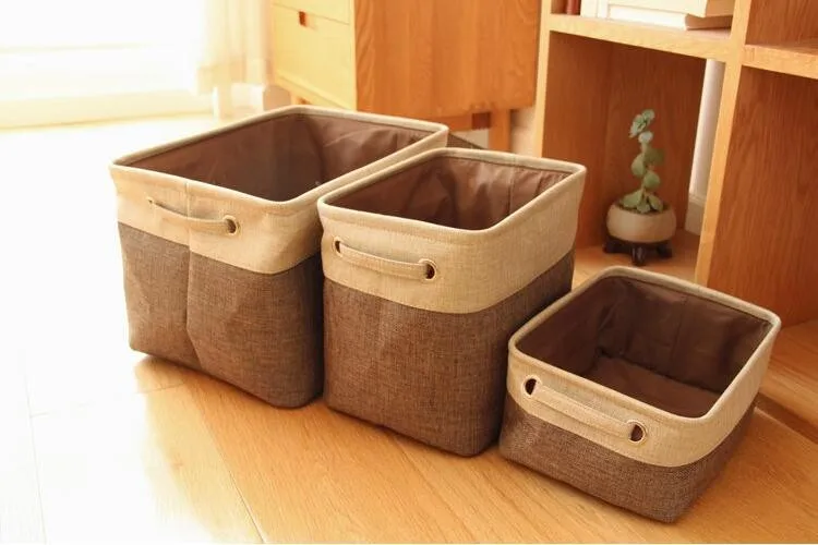Cotton & Jute Portable Foldable Organizer Boxes, Big