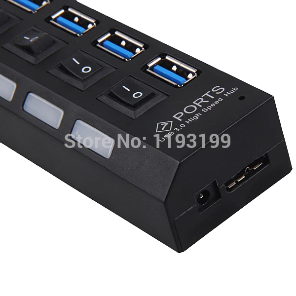 7-Порты и разъёмы высокое Скорость 5,0 Гбит/с USB 3,0 концентратор для портативных ПК w/Индивидуальные вкл/выкл переключатель света