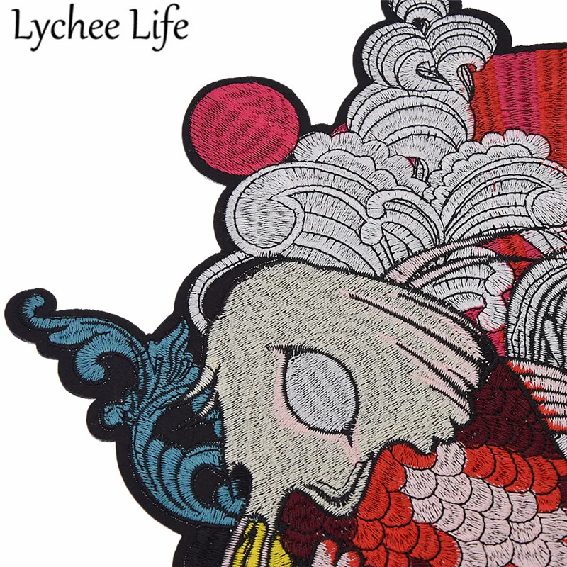 Lychee Life японские кои рыбы вышитые патчи красочные ткани патчи Поставки ручной работы для пришивания на одежду сумки аксессуары