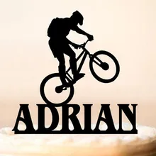 Горный велосипед торт Топпер Personalizd имя украшение для именинного торта на заказ День рождения украшения