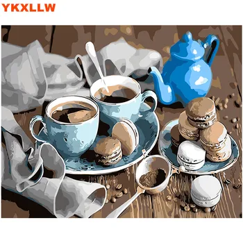 

Dessert Cookie and coffee Picture Painting By Numbers Kits Paints Number Oil Painting Drawing Pictures On Canvas Room decoration