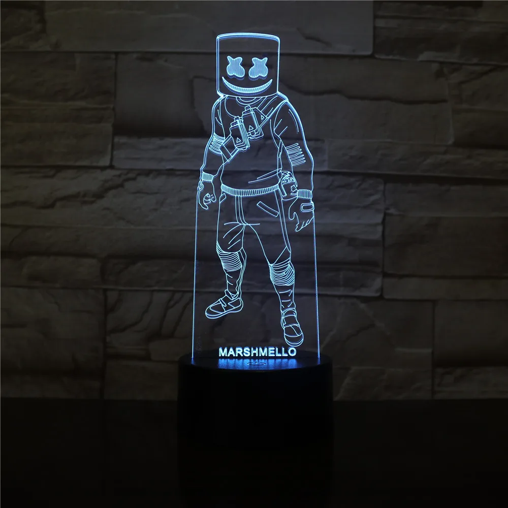 

Marshmello Skin Figure Led Novelty Night Light For Kid Home Decor Child Game 3D Lamp Marshmallow Battle Royale Game 33047161527