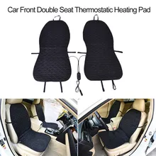 12 V Coche de Doble Asiento Delantero Térmica Cojín De Calefacción Termostática Conector de Encendedor de Cigarrillos