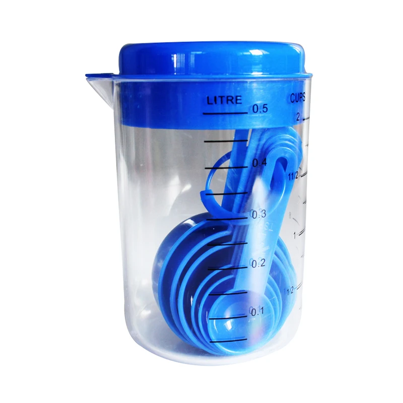 Urijk 7 шт./компл. синий Пластик мерный стаканчик Кухня измерительный ложки наборы для Кухня выпечки Кофе мерный набор