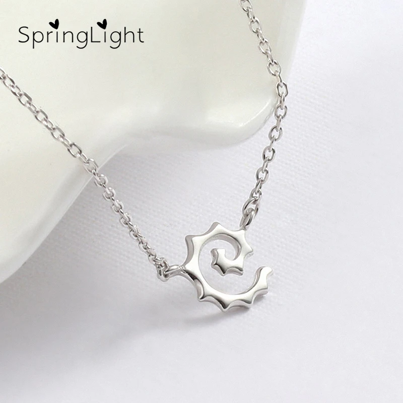 

SpringLight Cute Sun Pendant Real 925 Sterling Silver Handmade Design Fine Jewelry Fashion Personalized Necklace for Women Gift