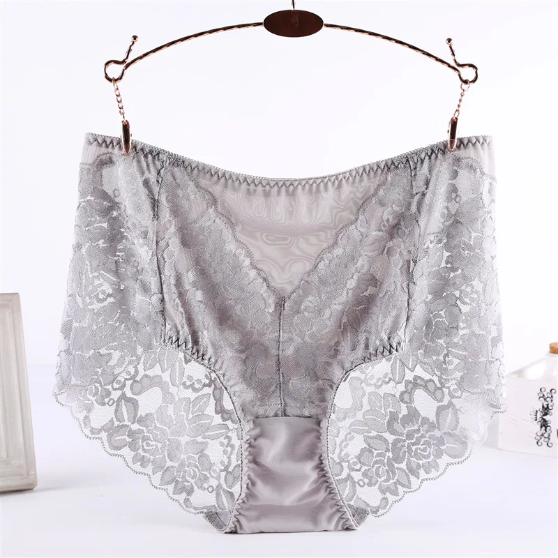 high waist lace panties women transparent women briefs plus size underwear female sexy panty ultra-thin seamless briefs XXXXL 00 (2)