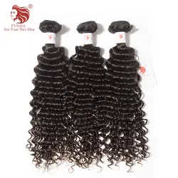 [FYNHA] странный вьющиеся камбоджийской Weave волос девственницы 3 Связки Пряди человеческих волос для наращивания натуральный черный
