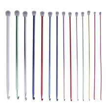 14 Размеры тунисский афганских вязальные крючки, разноцветные, алюминиевые Вязание иглы крючок 2,5 мм до 11 мм разноцветный вязальный крючок