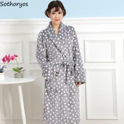 Халаты для женщин Kawaii высокое качество СВОБОДНЫЙ Модный принт толстый мягкий халат для женщин s банный халат Корейская простая женская