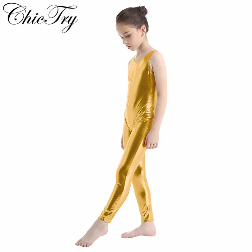 

Children Kid Metallic Unitards Ballet Dance Gymnastics Leotards Girls Shiny Dancewear Stage Performance Leotard Jumpsuit Unitard
