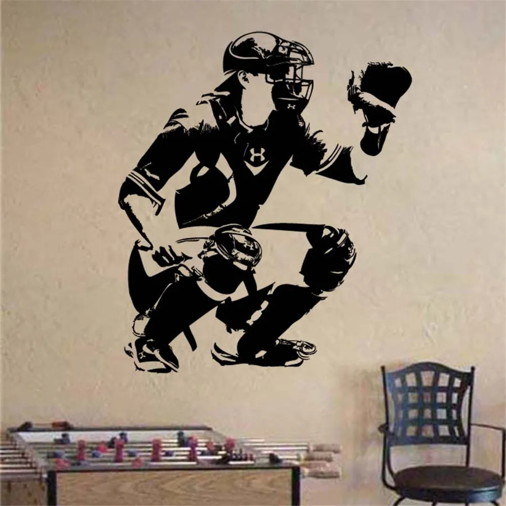 

Baseball Catcher Vinyl Wall Stickers Removable Waterproof 3D Poster Wall Decals GYM Sport Wall Stickers For Kids Room