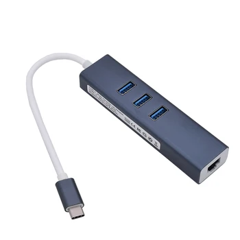 

3 Ports USB 3.0 Hub USB 3.1 Type-C Male To Gigabit RJ45 Ethernet LAN Network RJ45 Adapter For Macbook USB-C Enabled Devices