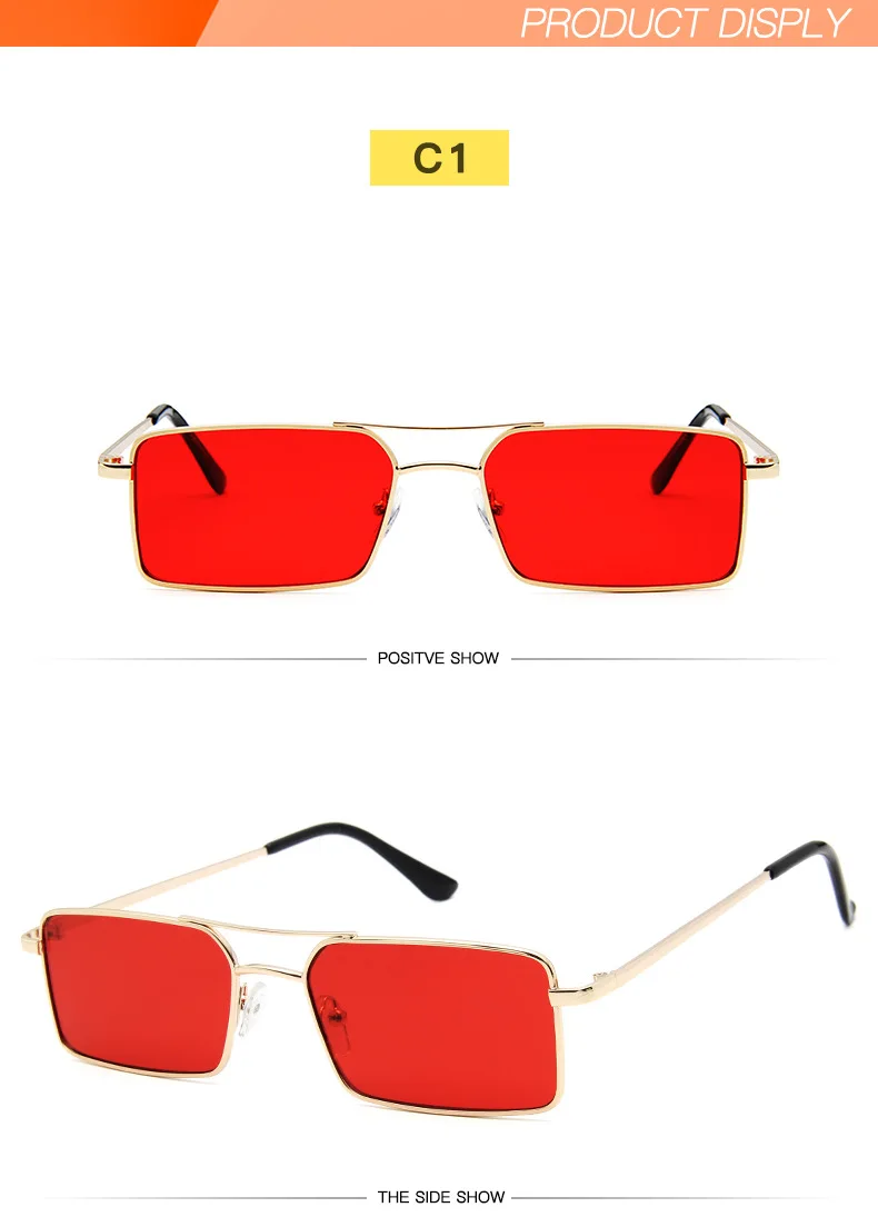 Винтажные Солнцезащитные очки для мужчин и женщин, брендовые дизайнерские прямоугольные металлические солнцезащитные очки, женские маленькие ретро очки UV400