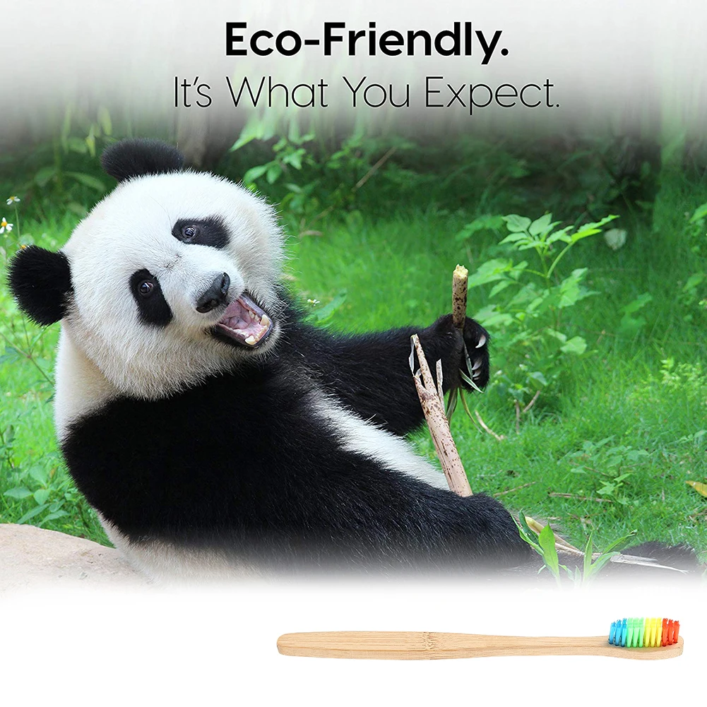 Новая горячая красочная зубная щетка с бамбуковой ручкой оптом Экологичная деревянная Радужная бамбуковая зубная щетка для ухода за полостью рта с мягкой щетиной