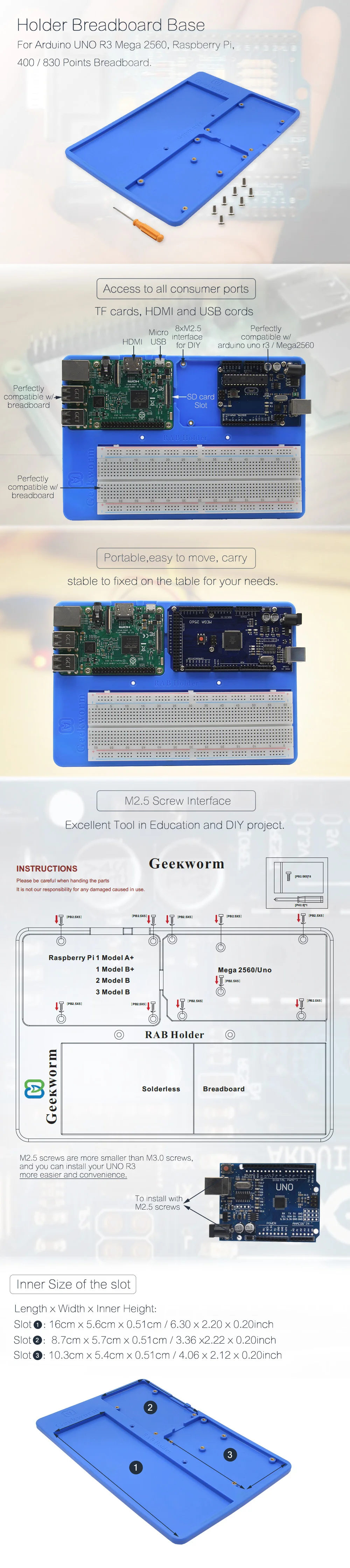 Raspberry Pi 3 B+ RAB держатель макет ABS чехол образовательная платформа w/830 макет для Arduino UNO Mega 2560 Raspberry Pi