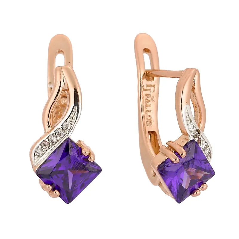 

2018 New Fashion Earring Korean Drop Earring Trendy 585 Gold and Silver Color Jewelry Office Square Cubic Zircon Women Earrings