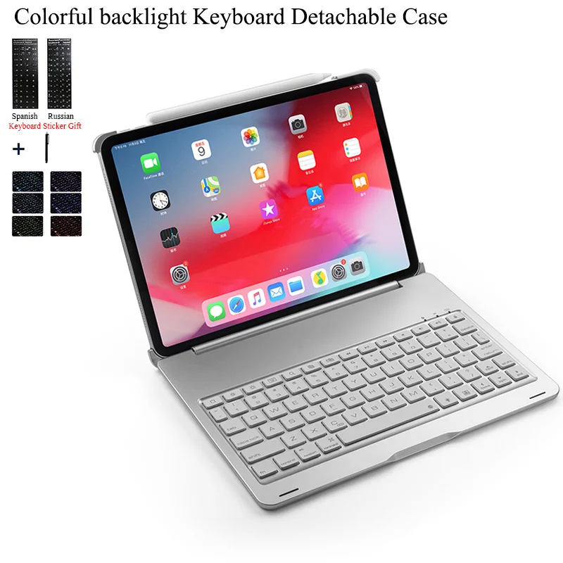 

Colorful Backlight Keyborad For iPad Pro 11'' Wireless Bluetooth Keyboard Case Cover For iPad Pro 11 inch Back Alloy Stand Funda