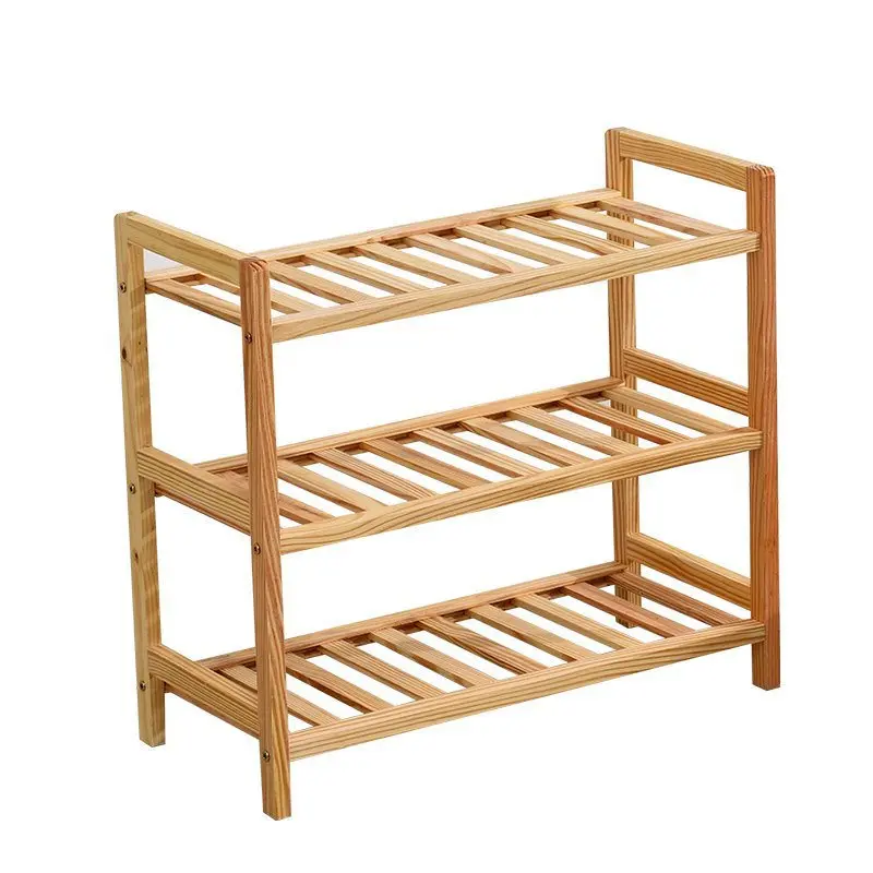 Size (50x55x25cm) 3 Tier Solid Wood Shoe Cabinet Shoe Shelf Simple ...