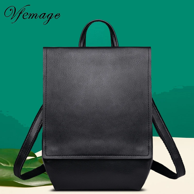 

Vfemage Genuine Leather Backpack Women Cow Leather Bags Female Shoulder Bag Schoolbags for Girls Backpacks Women Casual Bagpack