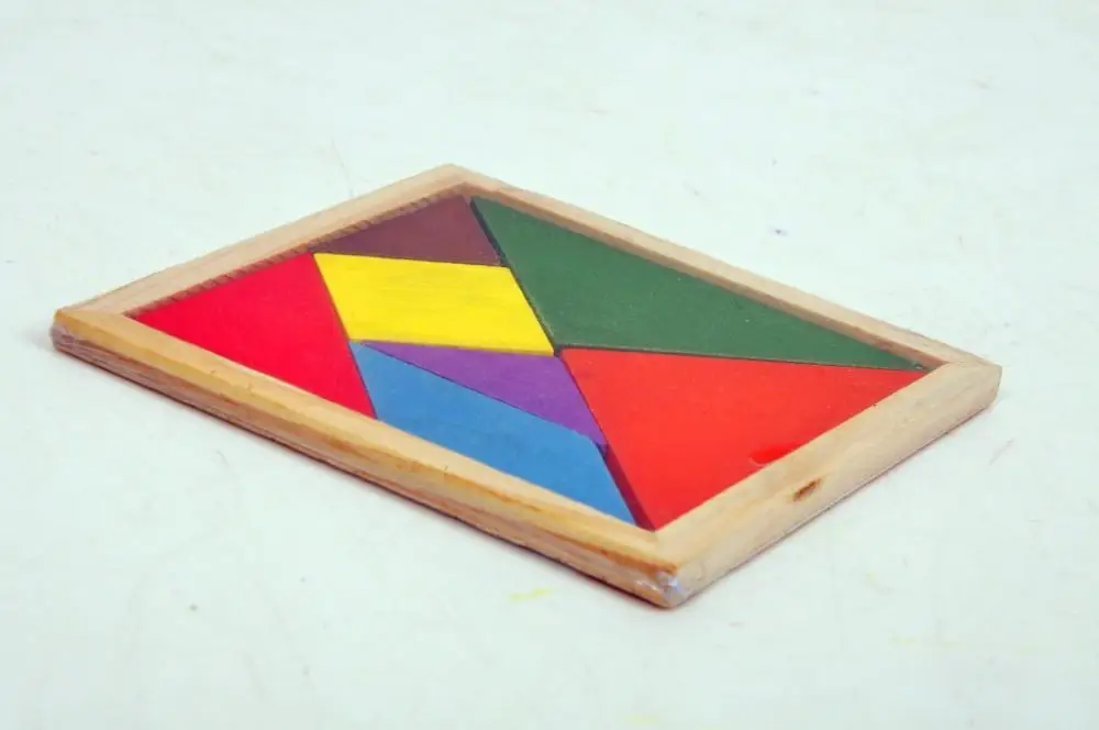 Красочная деревянная головоломка Tangram Квадратный Блок игра IQ лучший подарок для