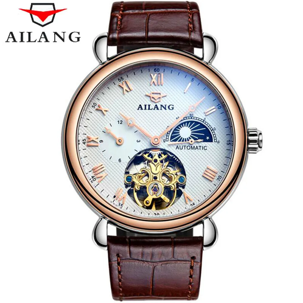 AILANG Man Watch Luxury Brand Fashion Casual Tourbillon Clock Men Rose Gold Wristwatches automatic Mechanical Watch Montre Homme