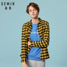 Мужская Фланелевая рубашка SEMIR из хлопка с отложным воротником, рубашка с длинным рукавом и пуговицами на манжетах