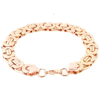 

6/8/11mm 7-11" Trendy Stainless Steel Rose Gold Byzantine Link Chain Hip Hop Men/Women Bracelet Bangle Christmas Gift Jewelry