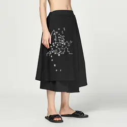 LANMREM/2019 летняя модная новая одежда для женщин с японским принтом, асимметричная юбка-полубоди, индивидуальная Лоскутная нижняя часть YG857