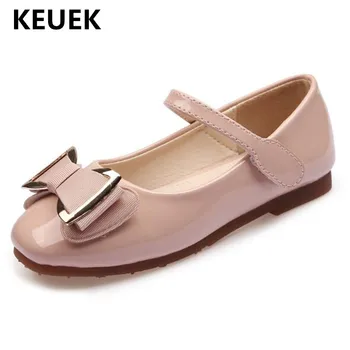 

New Spring/Autumn Single Shoes Children Patent Leather Low-heeled Rubber Non-slip Girls Leather Shoes Princess Kids Baby 041