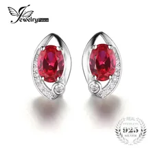 Jewelrypalace ojo 2.3ct creado rubí rojo oval stud pendientes 925 pendientes de plata pendientes de la manera joyería de la mujer accesorios
